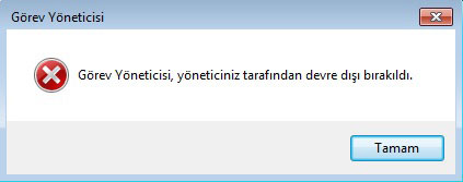 görev yöneticisi açılmıyor windows 7